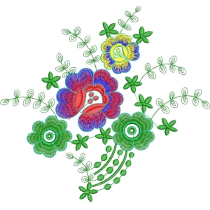 彩色花卉刺绣图案