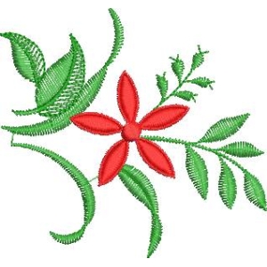 红色花朵刺绣图案