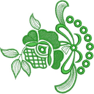 绿色刺绣花卉图案