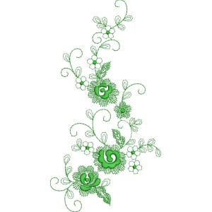 绿色花卉刺绣图案