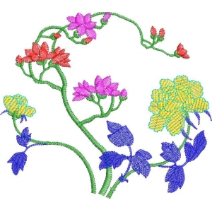 彩色花卉刺绣图案