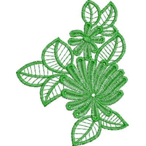 绿色刺绣花卉图案