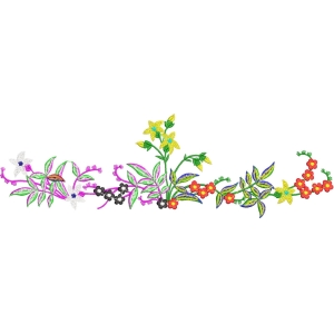 彩色花卉刺绣图案