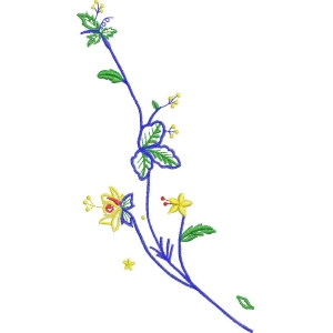 蓝色藤蔓花卉刺绣图案