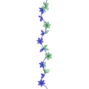 蓝绿藤蔓花卉图案