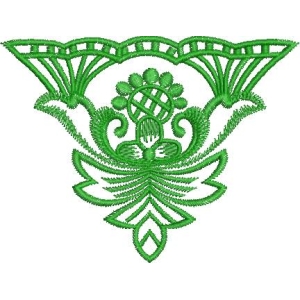 绿色刺绣花卉图案