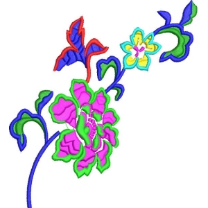 彩色花卉刺绣图案