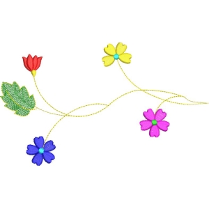 彩色花朵刺绣图案
