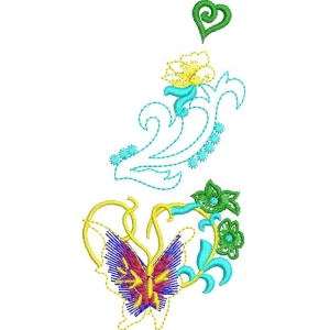 彩色刺绣花卉与蝴蝶图