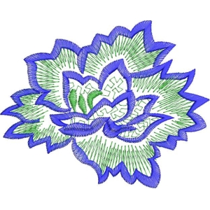 蓝色绿色刺绣花卉图案