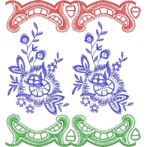 三色刺绣花边图案