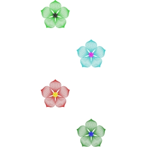 四朵彩色网格花图案