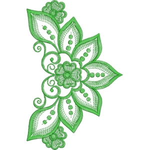 绿色刺绣花卉图案