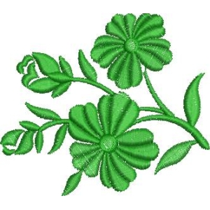 绿色花卉刺绣图案