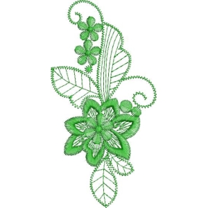 绿色刺绣花卉图案