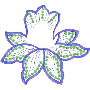 蓝色花形刺绣图案