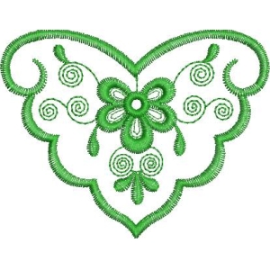 绿色心形刺绣花纹
