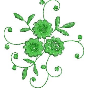 绿色花卉刺绣图案