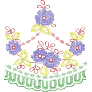 彩色花卉刺绣图案