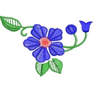 蓝色花卉刺绣图案