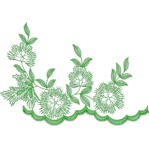 绿色刺绣花卉装饰图案
