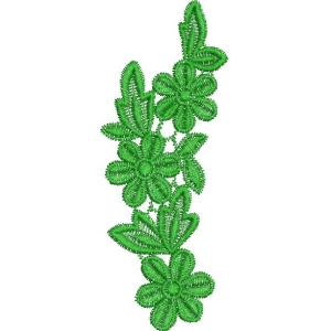 绿色刺绣花卉图案