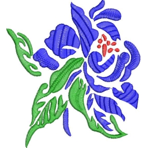 蓝色花卉刺绣图案