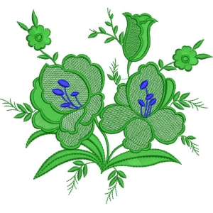 绿色花卉刺绣图案