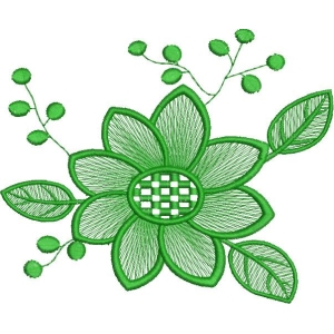 绿色刺绣花卉图案