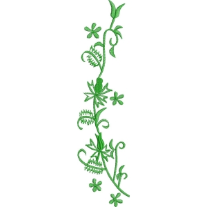 绿色藤蔓植物刺绣图案