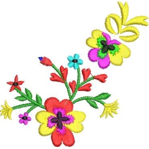 彩色花卉刺绣图案