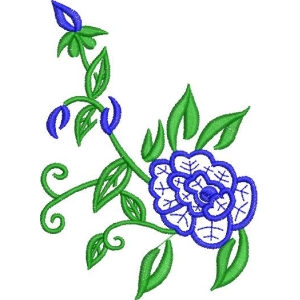 蓝色花卉刺绣图案