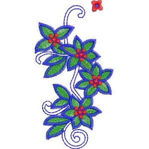 蓝色花卉刺绣图案