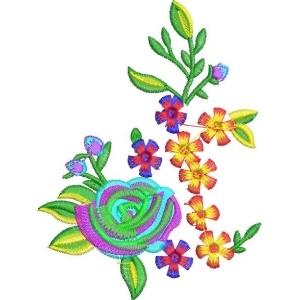 彩色刺绣花卉图案