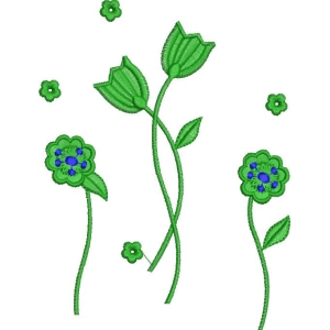 绿色花卉刺绣图案