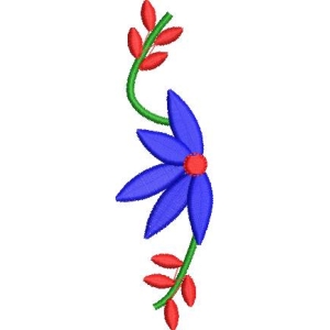 蓝色花朵刺绣图案