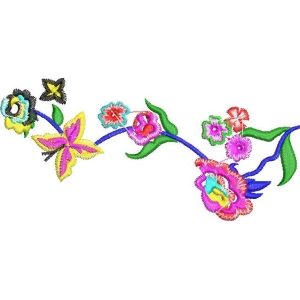 彩色刺绣花卉图案