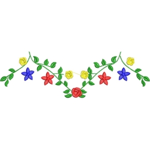 彩色花卉刺绣图案