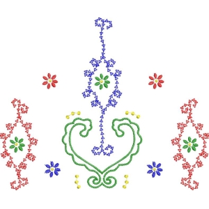 彩色几何花卉刺绣图案