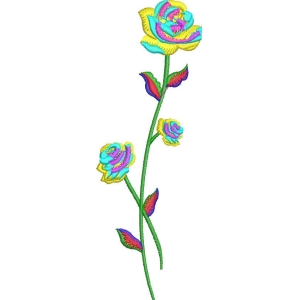 彩色刺绣玫瑰花图案