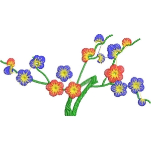 彩色刺绣花卉枝条图案