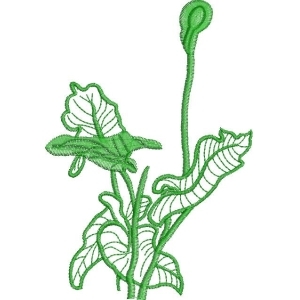 绿色植物刺绣图案