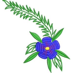 蓝色花朵刺绣图案