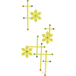 黄色雪花与十字图案设计图