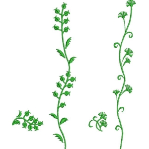 绿色植物刺绣图案