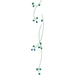 绿色藤蔓与蓝色花朵图案