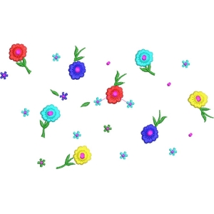彩色花卉刺绣图案