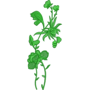 绿色植物刺绣图案