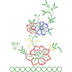 彩色刺绣花卉图案