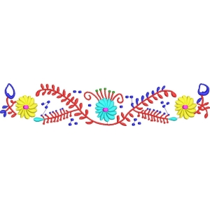 彩色花卉刺绣图案